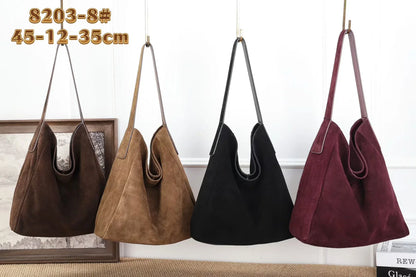 Soft Suede Cow Leather Women's Shoulder Crossbody Bags Luxury Designer Brand Ladies High Quality Large Tote Bag Autumn Winter