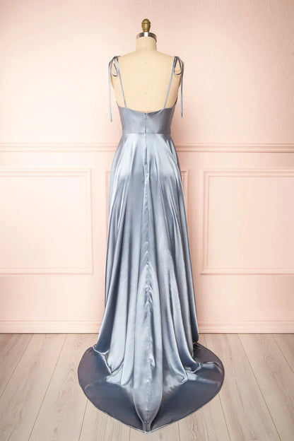 Elegant Bridesmaid Dress Cowl Neck Adjusted Spaghetti Silky-satin Fabric A-line Silhouette Wedding Women Long Gown