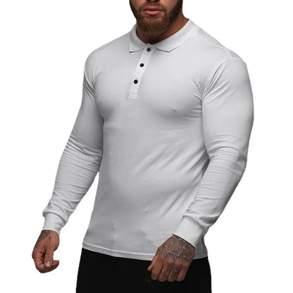 New Fashion Autumn Sports Polo Shirt Mens Stretch Cotton Gym Clothing Spring Casual Long Sleeve Polos Male Breathable T Shirt