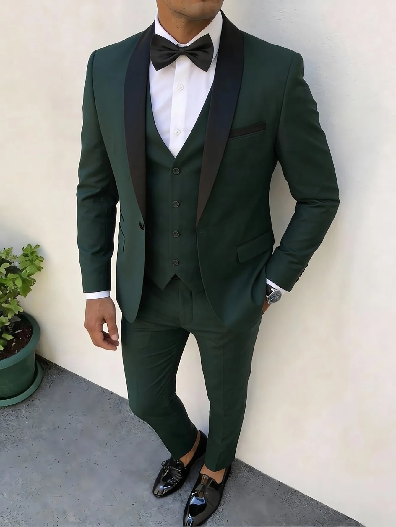 3pcs Men'S Slim Fit Groomsmen Suit | Purple Jacket, Vest, Pants with Non-Stretch Fabric and Color Block Pattern