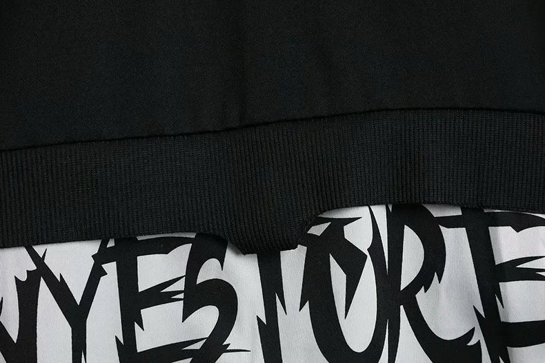 New Men's Hoodies Sweatshirt Autumn Casual Techwear Hip Hop Harajuku Hoodie Men Ribbons Patchwork Japanese Streetwear Darkwear