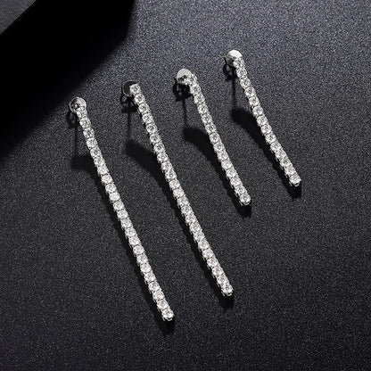 2.5/3mm Long Tassel Moissanite Tennis Drop Earrings With Certificate 100% S925 Silver Dangle Earring For Women Fine Jewelry