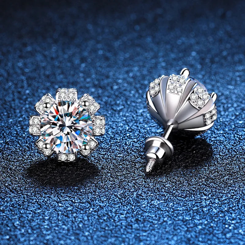 New In D Color 1CT Moissanite Screw Earrings For Women Girls Party Fine Jewelry S925 Sterling Silver Diamond Stud Earring