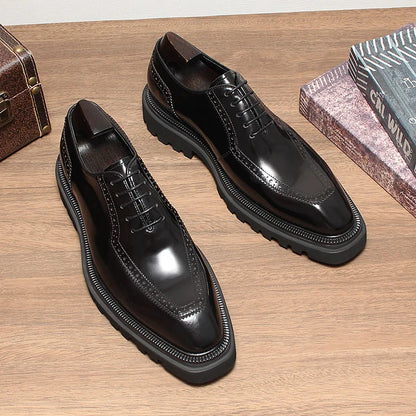 High Quality Height Increase Oxford Dress Shoes Men Genuine Cow Leather Suit Shoes Lift Brogues Wedding Formal Elevator Shoes