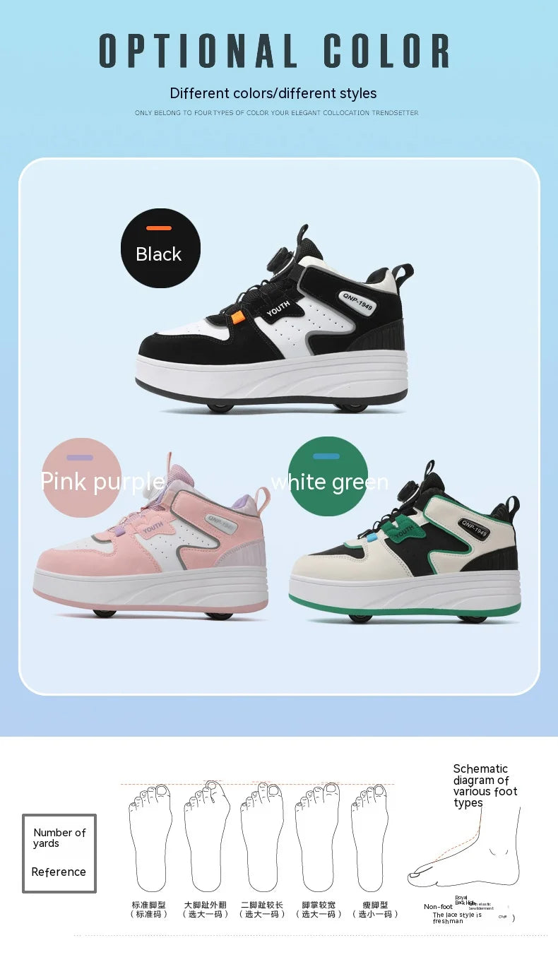 Students children's shoes four wheel light shoes Boys invisible roller shoes large size outdoor sports walking shoes women