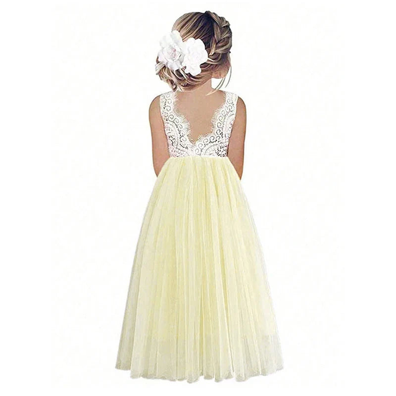Vestido de Dama de Honra para Bebê Crianças Verão Princesa Festa Renda Casamento Aniversário Vestidos Roupa Infantil 2 4 6 8 10 12 14