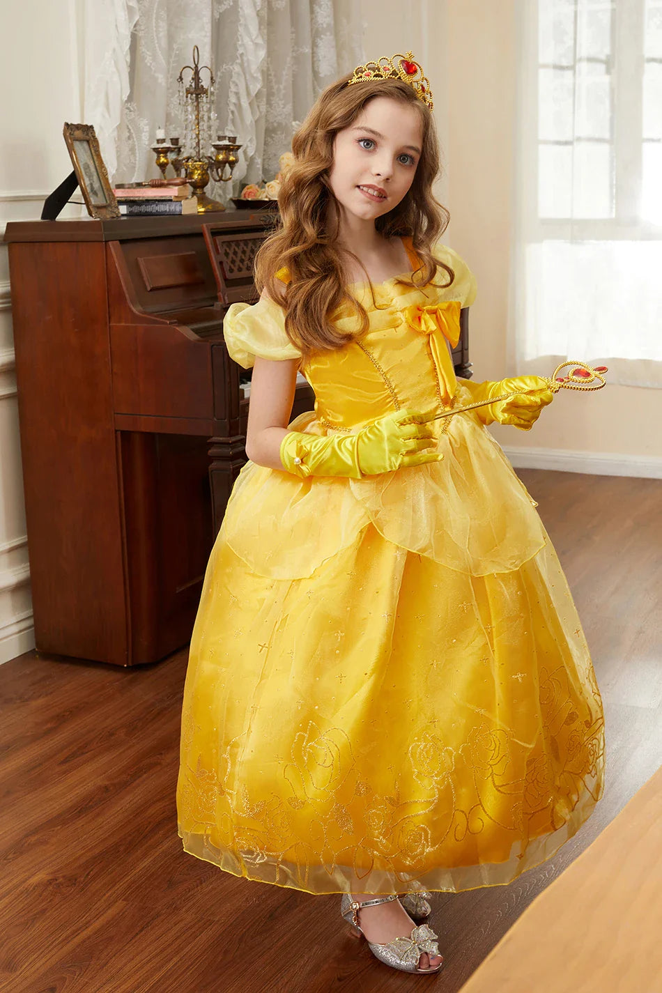 Girls Beauty and Beast Bell Costume Kids Summer Carnival 3 4 5 6 7 8 9 10 Years Dress Kids Princess Performance Cosplay Dresses