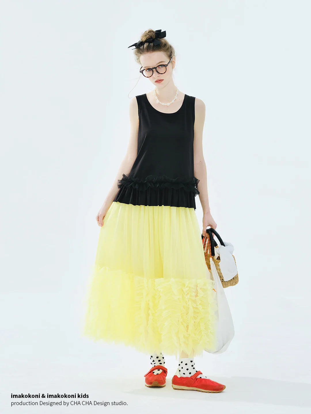 Women's Light Purple Tulle Midi Skirt with Ruffled Hem Elastic Waist Casual Fairy Style Summer  Flowy A-Line Skir 255106