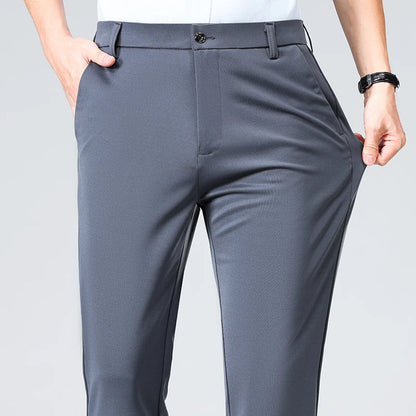 Mens Black Slim Fit Stretch Dress Pants Professional Office Trousers