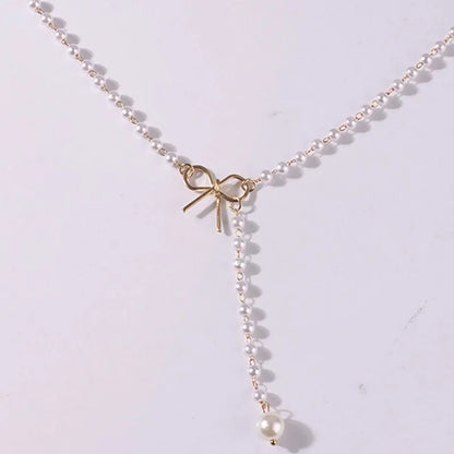 New Imitation Pearl Tassel Necklace for Women Black White Color Beads Choker Necklace Gift for Friend Wholesale Dropshipping