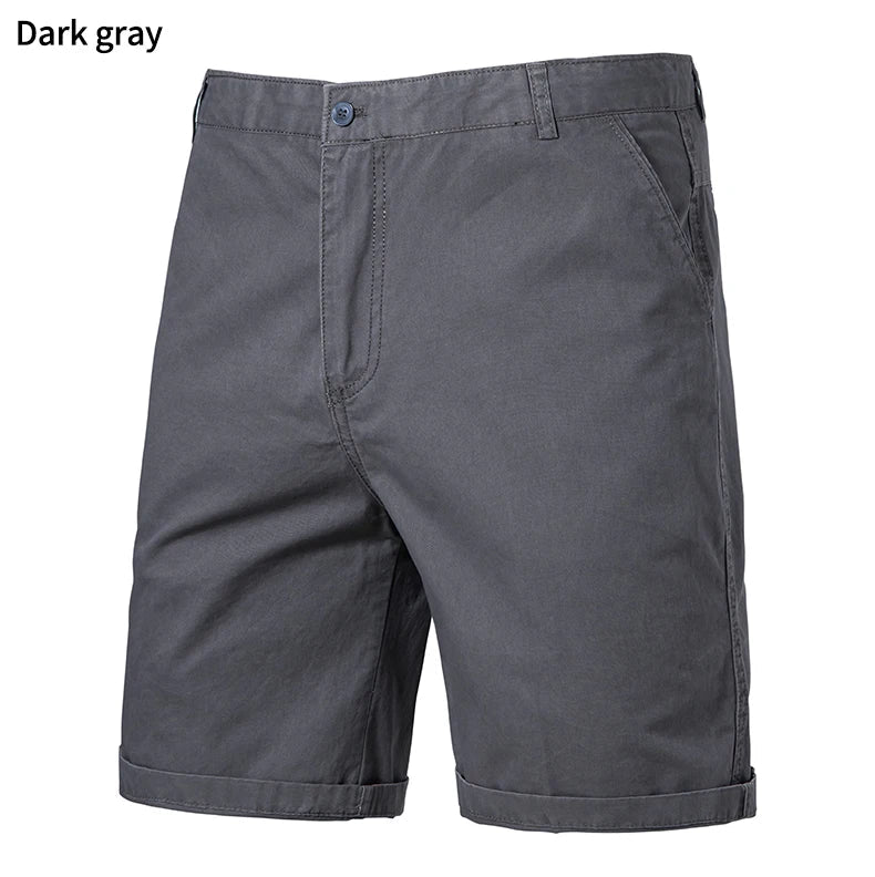 8 Colors Mens Cotton Casual Shorts Summer Business Casual Knee Pants Classic Khaki American Style Streetwear Golf Shorts Beige