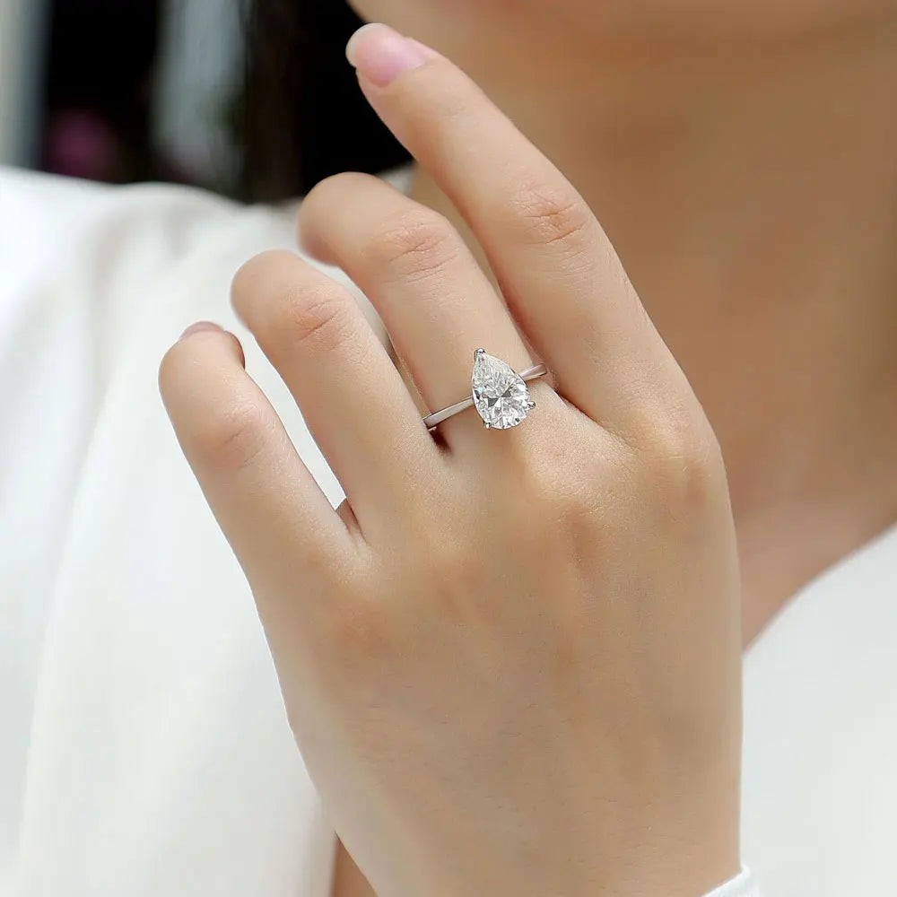 1-4ct Pear Cut Moissanite Engagement Rings for Women D VVS1 Diamond with GRA s925 Sterling Silver Promise Wedding Ring