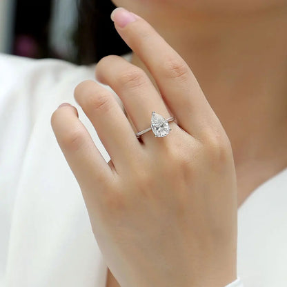1-4ct Pear Cut Moissanite Engagement Rings for Women D VVS1 Diamond with GRA s925 Sterling Silver Promise Wedding Ring