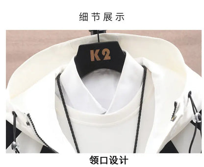 Spring Autumn Casual Men Sets Jacket + Pants Two Pieces Fashion Korean Trend Hooded Baseball Uniform Suit Man Outfit