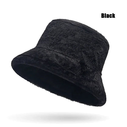 New Fall and Winter Thickened Warm Womens Plush Bucket Hat Leopard Hat