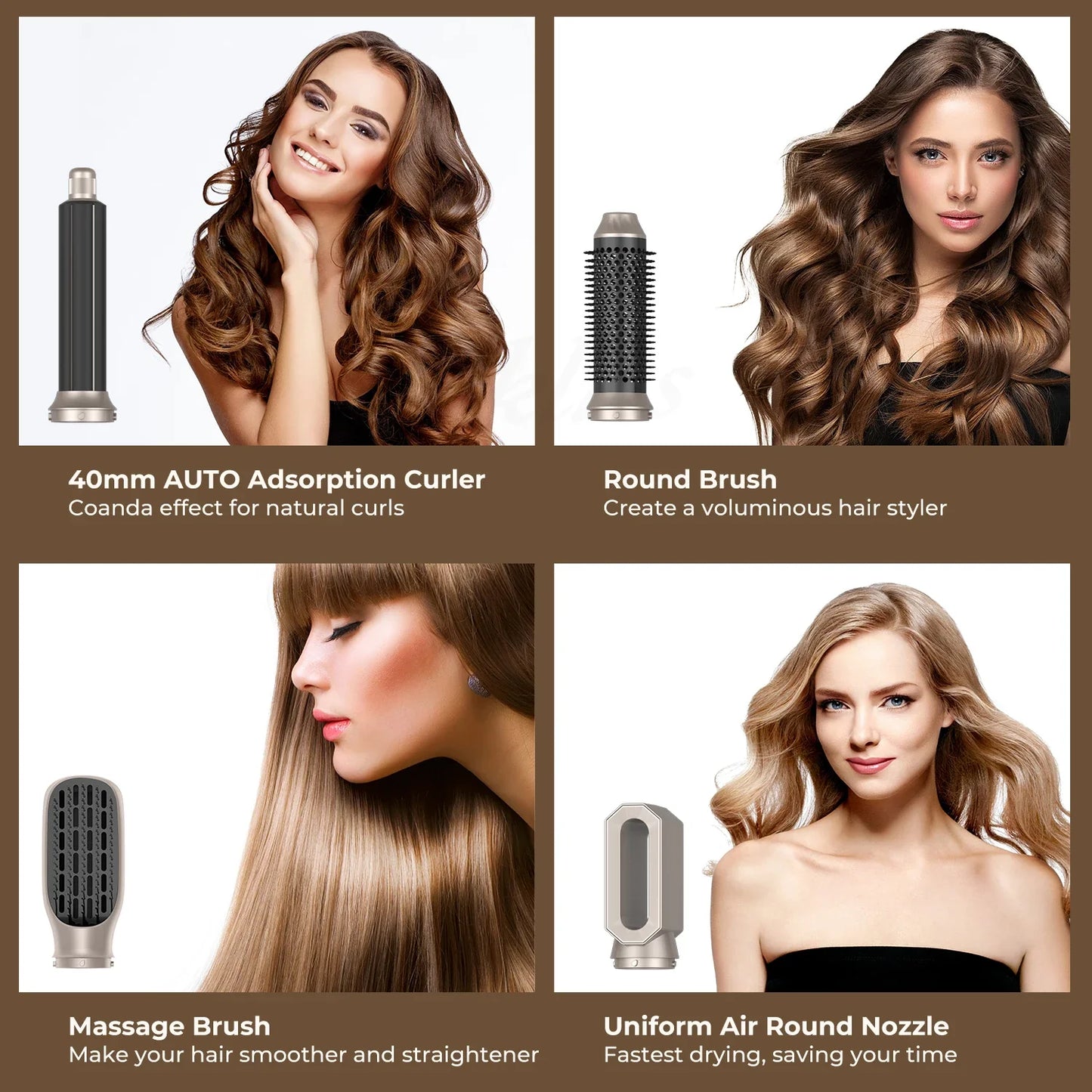 UKLISS Professional Hair Dryer 5 In 1 Hair Styler Hot Air Comb Electric Hair Heating Brush High Speed Blow Dryer Hair Brush