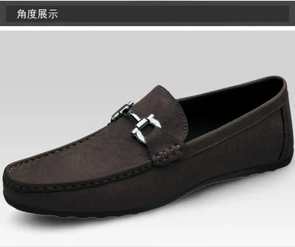 Men's shoes large size simple men's lazy casual shoes for men's black light driving loafers men's shoes leather shoes