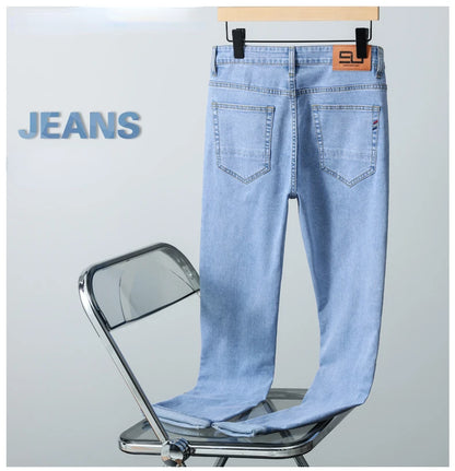 2026 Men White Jeans Fashion Casual Classic Style Slim Fit Soft Trousers Male Brand Advanced Stretch Pants