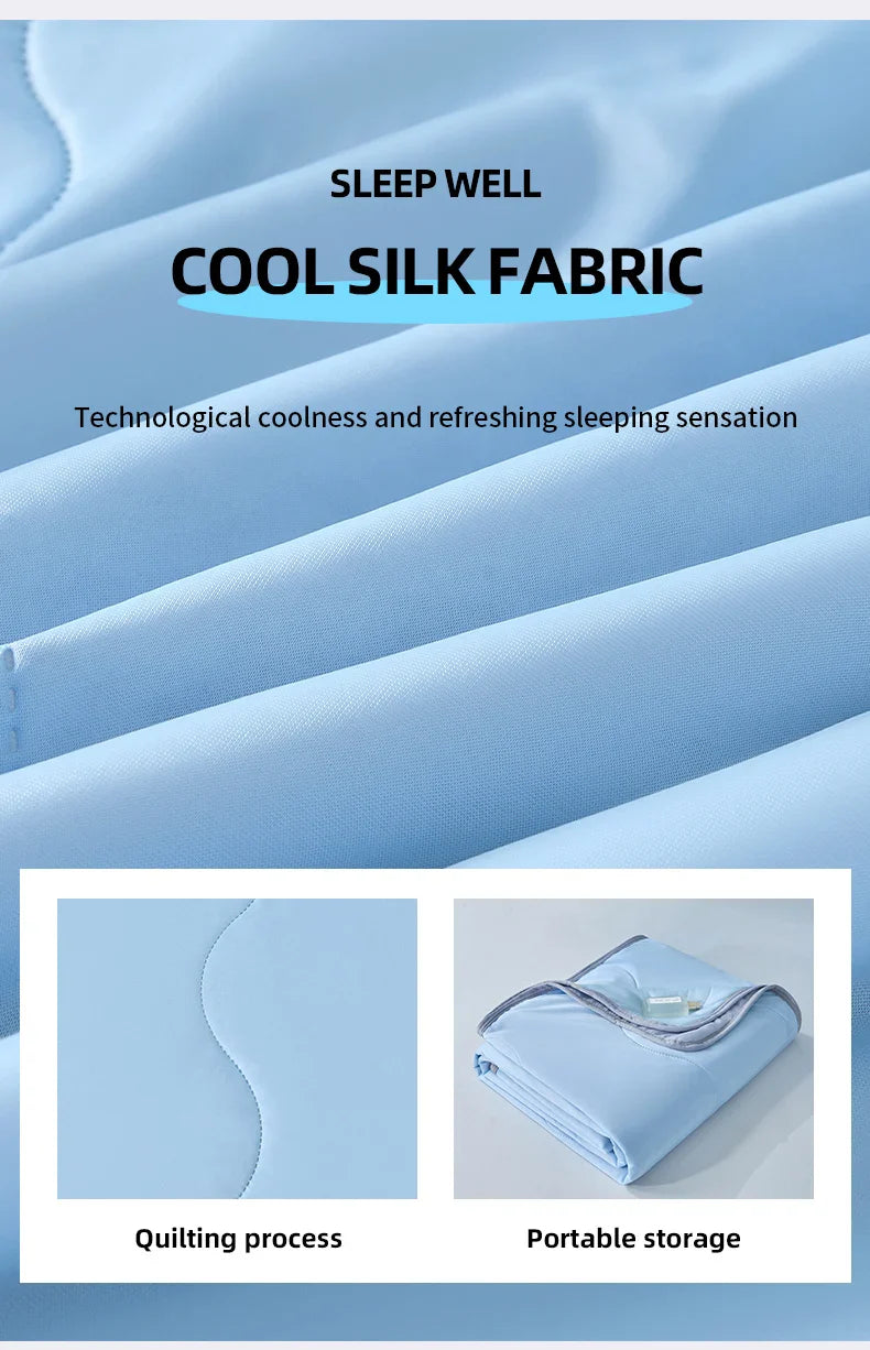 2025 new solid color simple wave grid ice cream cool silk summer blanket machine washable single air conditioner quilt