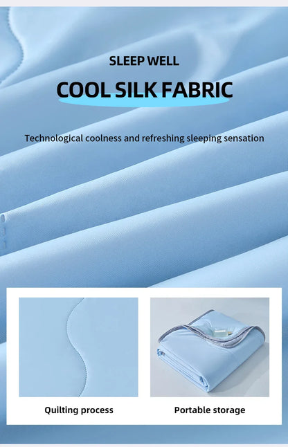 2025 new solid color simple wave grid ice cream cool silk summer blanket machine washable single air conditioner quilt