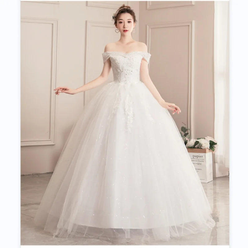 Wedding Dress Wholesale Lace up Embroidery Bride Marriage Dresses White Ball Gown Factory Christmas Carnival Plus Size