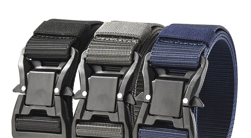 Plus Large LONG Size 125 140 160 180cm Men's Belt Canvas Multi-functional Tactical Quick Release Magnetic Alloy Buckle Belts