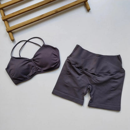 Women's Shockproof Two-Piece Yoga Set - Built-in Pads Racerback Tank, High-Waist Peach Butt Lift Shorts for Gym