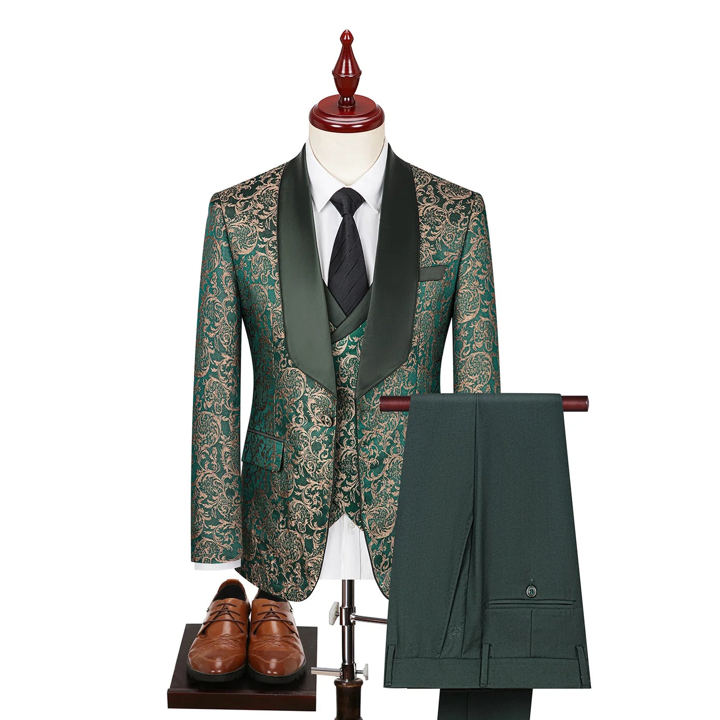 2025 New Large-Sized Jacquard Men's Suit for Wedding Dress, Groom's Suit Set, Host's Performance Costume