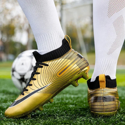 Men Football Boots Children Soccer Cleats Professional Golden Football Shoes for Boys Kids Indoor Soccer Shoes