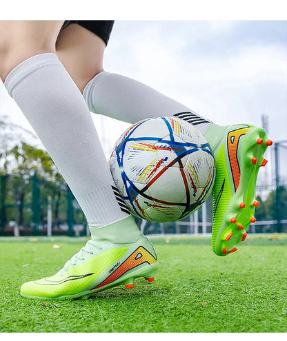 Men Professional Soccer Shoes Outdoor High-Top Sports Football Boots Long Spikes Artificial Grass Training Non Slip Sneakers