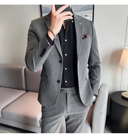 Terno Masculino Casual de Escritório Noivo Casamento Blazer Calça Social