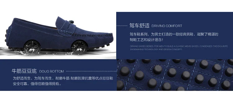 Men's Casual Fashion Genuine Leather Loafers Moccasins Slip-On Driving Shoes 38-50 Size Range Male Flats Comfort Footwear