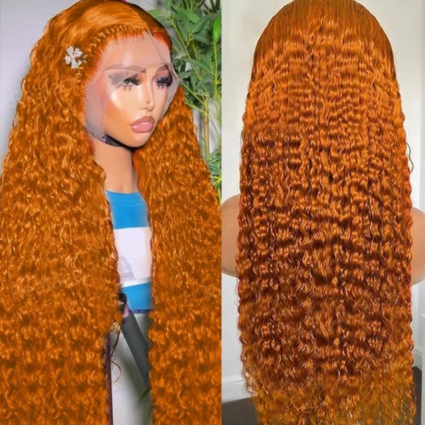 13x4 250% Density Ginger Deep Wave Lace Front Wigs Human Hair 30 Inch Wigs Human Hair HD Lace Front Wigs Human Hair Black Women