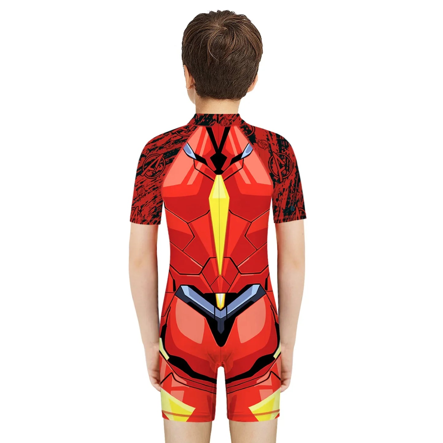 Children One Pieces Swimsuit Superhero 3D Print Playsuit Child Short Sleeve Swimwear Beach Bathing Suit Swim Wear For Boys Girls