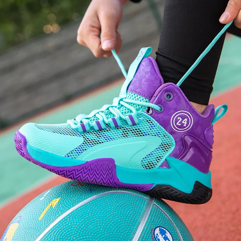 Kids Basketball Shoes Legendary Number Children's Anti-Slip Breathable Outdoor Sports Sneakers for Boys Daily Training Exercise
