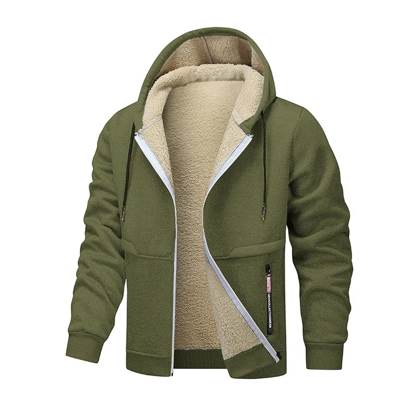 Animal Game Mens Casual Hooded for Men Fleece Sweatshirt Thick Sherpa Lined Hoodies Zipper Jacket Thick Heavyweight Sweatshirts