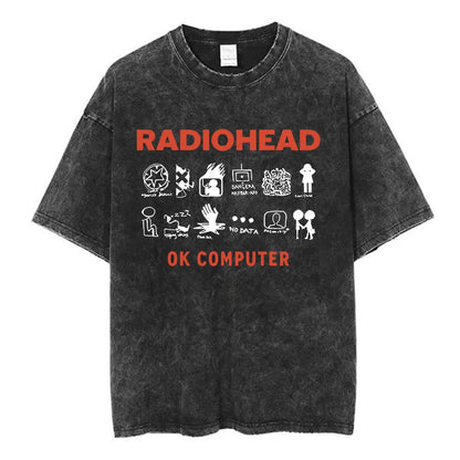Rock Band Washed Cotton T Shirt Men Women Hip Hop Music Tee Fashion Short Sleeve Tshirt Summer Oversized T-shirts Tops