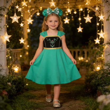 Summer Girls Q Version Princess Dress Children Role Playing Clothing Carnival Party Outdoor Girl's Casual Short Sleeve Dresses