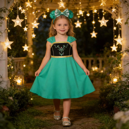 Summer Girls Q Version Princess Dress Children Role Playing Clothing Carnival Party Outdoor Girl's Casual Short Sleeve Dresses