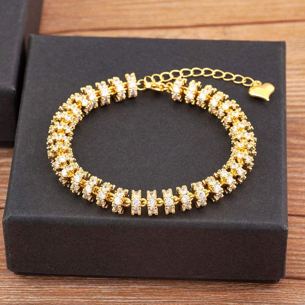 Fashion Gold Plated Chain Bead Bracelet for Women Colorful Crystal Zircon Heart Shape Charm Wedding Party Jewelry Gifts