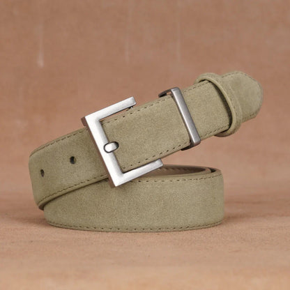 New Luxury Double Genuine Leather Belt for Women Jeans Casual Dress Square Alloy Buckle Ladies Trendy Belts Fashion Waistband