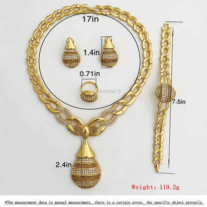 Elegant Dubai Women Jewelry Sets Luxury Design Necklaces Earrings Ring Bracelet Daily Wear Parties Vacations Ideal Gift