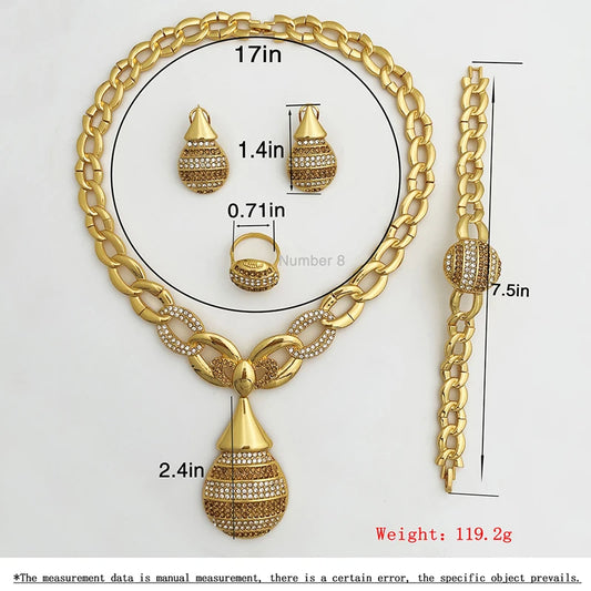 Elegant Dubai Women Jewelry Sets Luxury Design Necklaces Earrings Ring Bracelet Daily Wear Parties Vacations Ideal Gift
