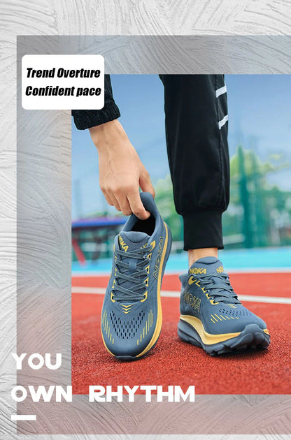 Men's Carbon Plate Air Cushion Running Shoes Breathable Lightweight Marathon Women's Athletic Nonskid Elastic Sports Sneakers