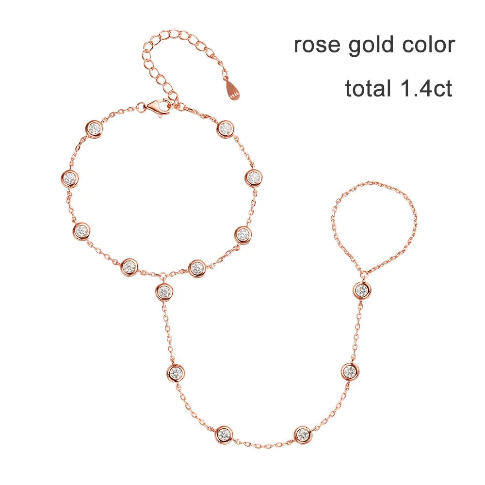 3mm D Color Moissanite Bracelets for Women 14-21cm Adjustable Chain GRA Certified s925 Sterling Silver Bubble Bracelet