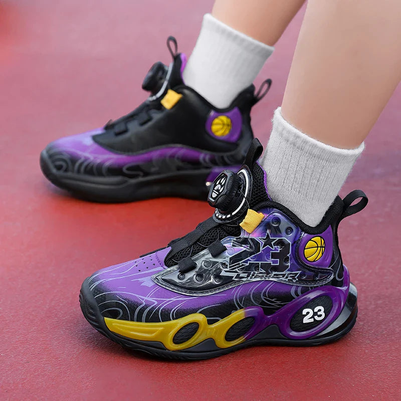 Children‘s Basketball Shoes Non-slip Breathable Basketball Sports Training Shoes Boys Girls Sneaker Outdoor Lace-up Running Shoe