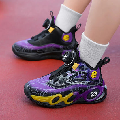 Children‘s Basketball Shoes Non-slip Breathable Basketball Sports Training Shoes Boys Girls Sneaker Outdoor Lace-up Running Shoe