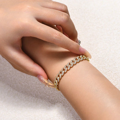S925 Silver Moissanite Cuba Chain for Man Women 18K Gold Plated Full D VVS1 Color Tennis Bracelets Top Quality Jewelry