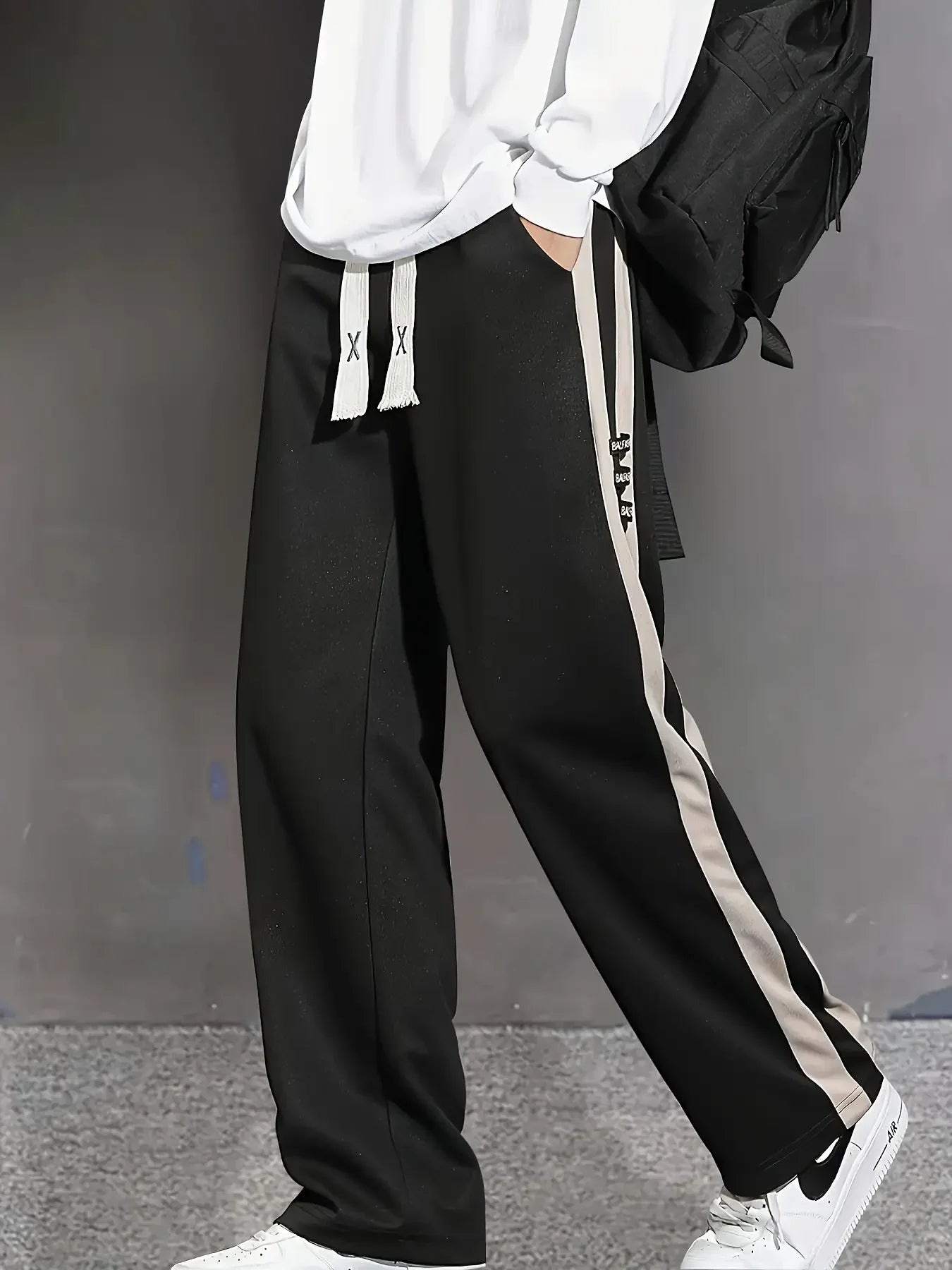 Men's striped three-dimensional waist sports casual pants, men's sports pants