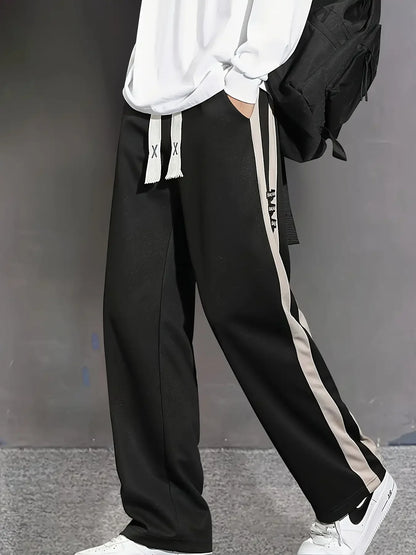 Men's striped three-dimensional waist sports casual pants, men's sports pants